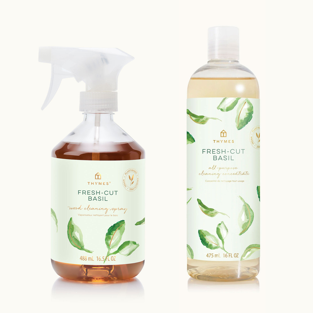 Thymes Fresh Cut Basil Wood Cleaning Spray and All Purpose Cleaning Concentrate image number 0